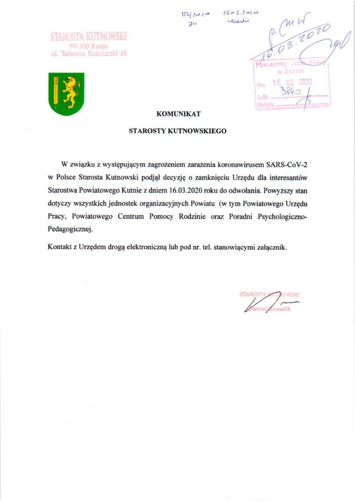 2020.03.16 - 06 - Komunikat Starosty Kutnowskiego-1-1
