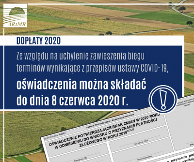 Informacja ARiMR – dopłaty 2020.