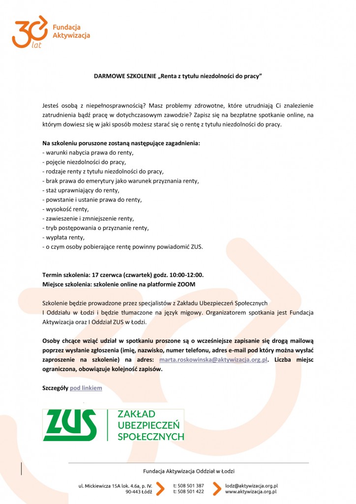 Szkolenie z Fundacją Aktywizacja dla osób niepełnosprawnych - 17 czerwca 2021 r_-1