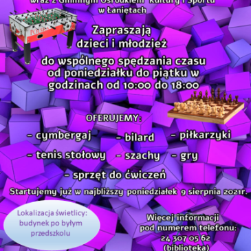 ZAPRASZAMY DZIECI I MŁODZIEŻ DO ŚWIETLICY ŚRODOWISKOWEJ!