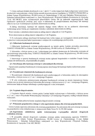 Zarządzenie 42.22 w sprawie konsulltacji społecznych Programu nad zwierzętami bezdomnymi oraz zapobiegania bezdomności zwierząt na terenie gminy Łanięta w 2022 roku-3