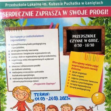 Rekrutacja do Przedszkola Lokalnego im. Kubusia Puchatka w Łaniętach