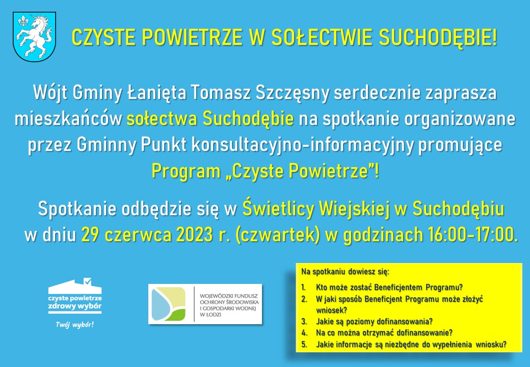 Zaproszenie na Czyste Powietrze w Suchodębiu