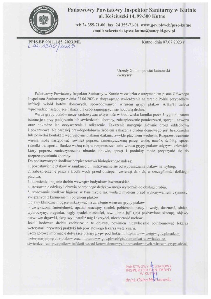 Zalecenia GIS wprowadzające nakazy dla osób zajmujących się hodowlą drobiu związane z wirusem grypy ptaków AH5N1