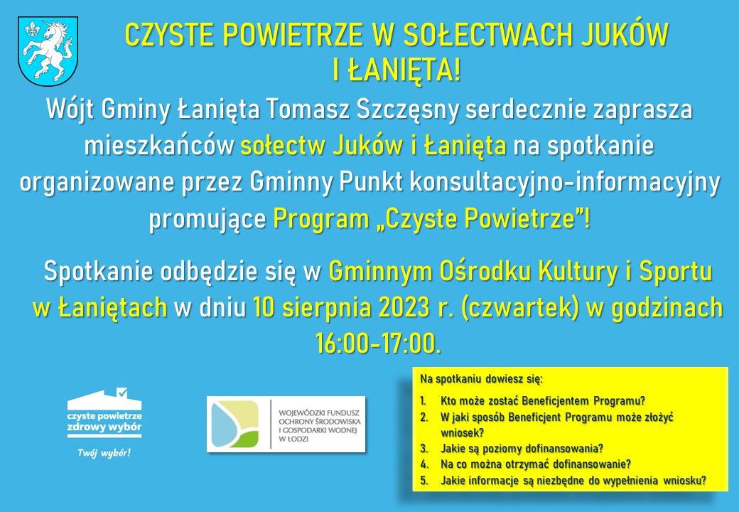 Zaproszenie na Czyste Powietrze w Łaniętach