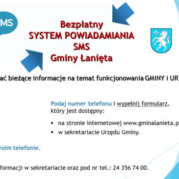 Bezpłatny SYSTEM POWIADAMIANIA SMS Gminy Łanięta