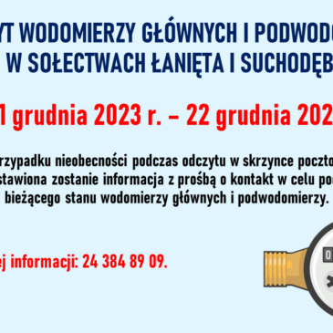 ODCZYT WODOMIERZY GŁÓWNYCH I PODWODOMIERZY W SOŁECTWACH ŁANIĘTA I SUCHODĘBIE