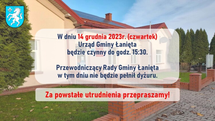 Urząd Gminy Łanięta - dzień wolny
