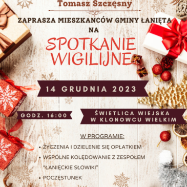 Zaproszenie dla Mieszkańców na SPOTKANIE WIGILIJNE