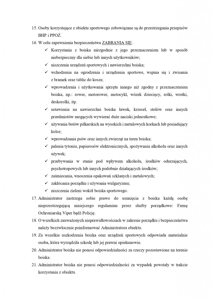 Regulamin korzystania z wielofunkcyjnego boiska sportowego przy Szkole Podstawowj im. Kornela Makuszyńskiego w Łaniętach_3