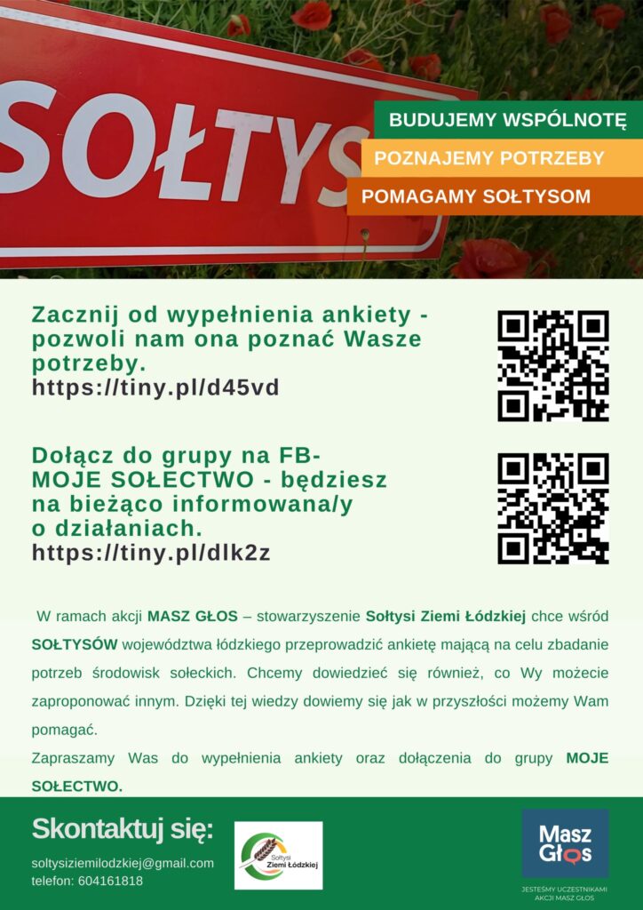 ANKIETA POTRZEB I ZASOBÓW DLA SOŁTYSÓW Z WOJEWÓDZTWA ŁÓDZKIEGO
