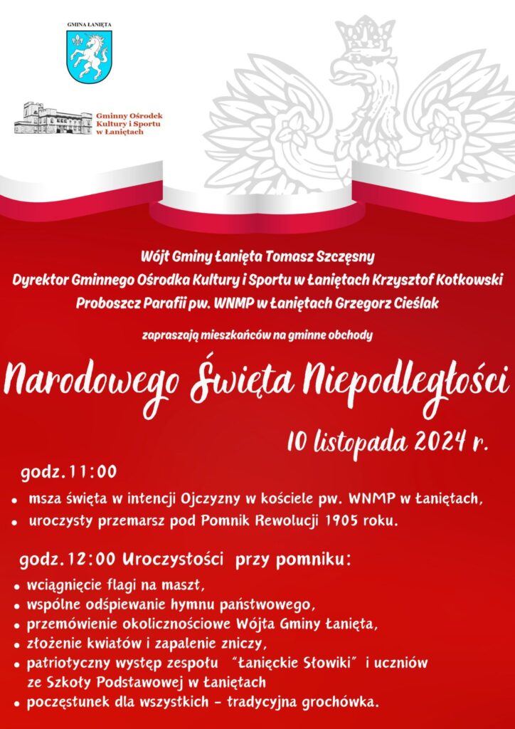 Zaproszenie na uroczyste obchody Narodowego Święta Niepodległości.
