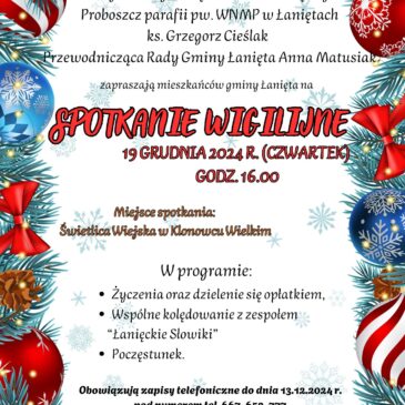 Zaproszenie na SPOTKANIE WIGILIJNE