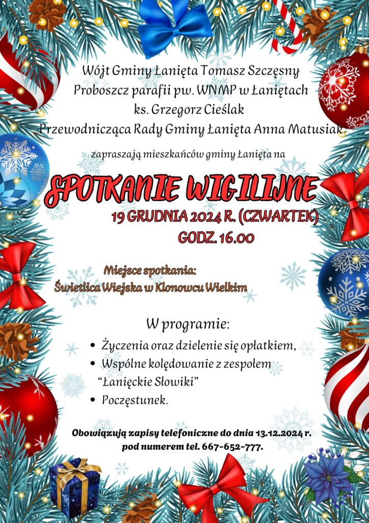 Zaproszenie na SPOTKANIE WIGILIJNE