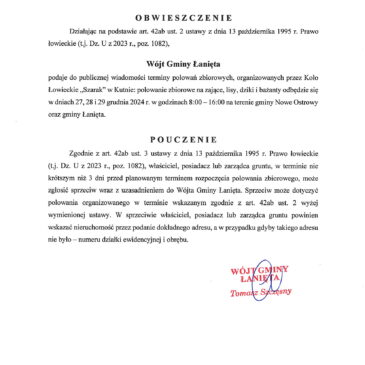 Obwieszczenie- polowanie zbiorowe