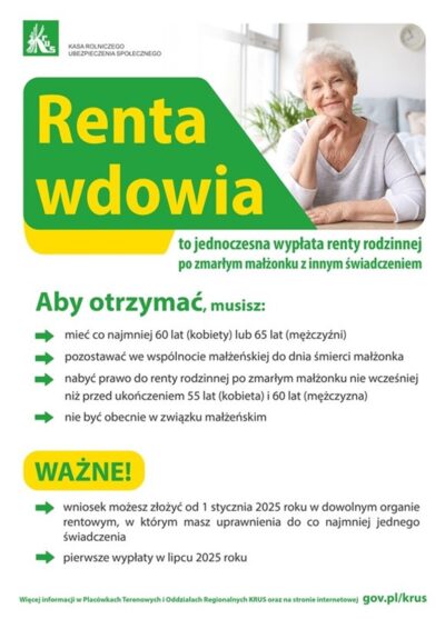 KRUS: informacja o rencie wdowiej