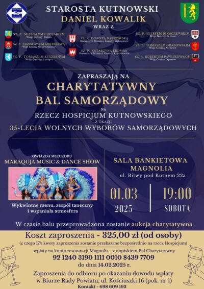 Zaproszenie na Charytatywny Bal Samorządowy
