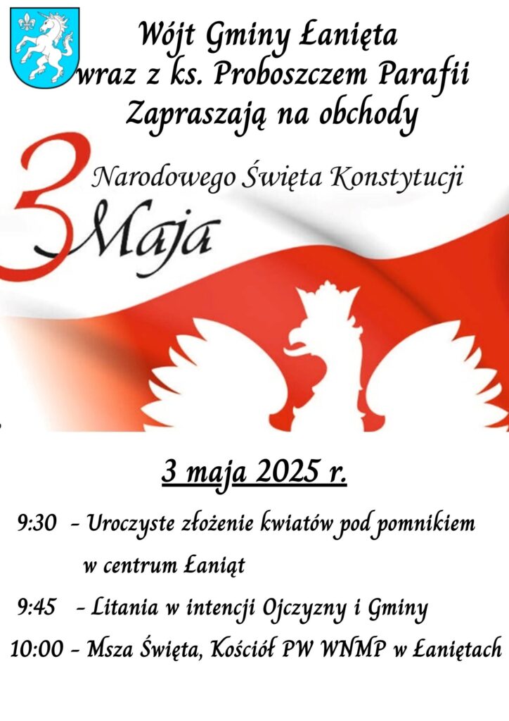Zaproszenie na obchody Narodowego Święta Konstytucji 3 Maja