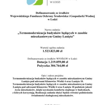 Termomodernizacja budynków będących w zasobie mieszkaniowym Gminy Łanięta
