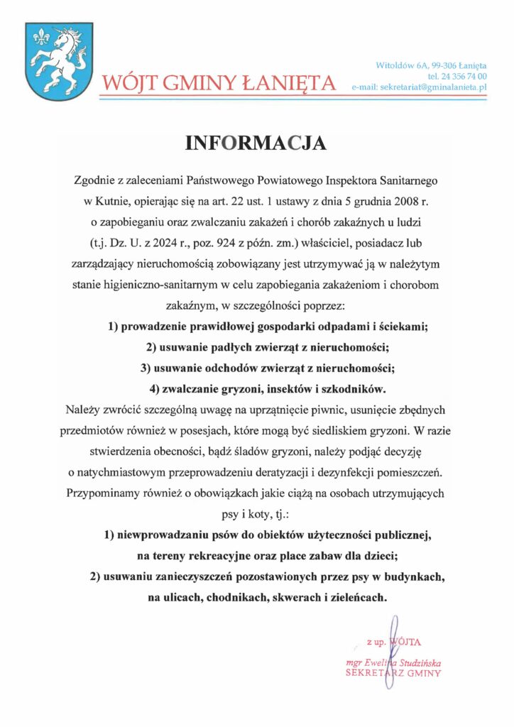Zalecenia Państwowego Powiatowego Inspektora Sanitarnego w Kutnie dot. utrzymywania nieruchomości w należytym stanie higieniczno-sanitarnym