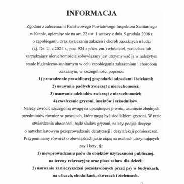 Zalecenia Państwowego Powiatowego Inspektora Sanitarnego w Kutnie dot. utrzymywania nieruchomości w należytym stanie higieniczno-sanitarnym