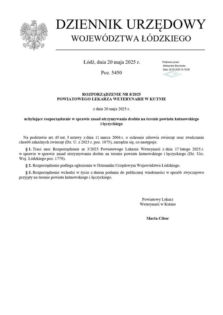 ROZPORZĄDZENIE NR 8/2025