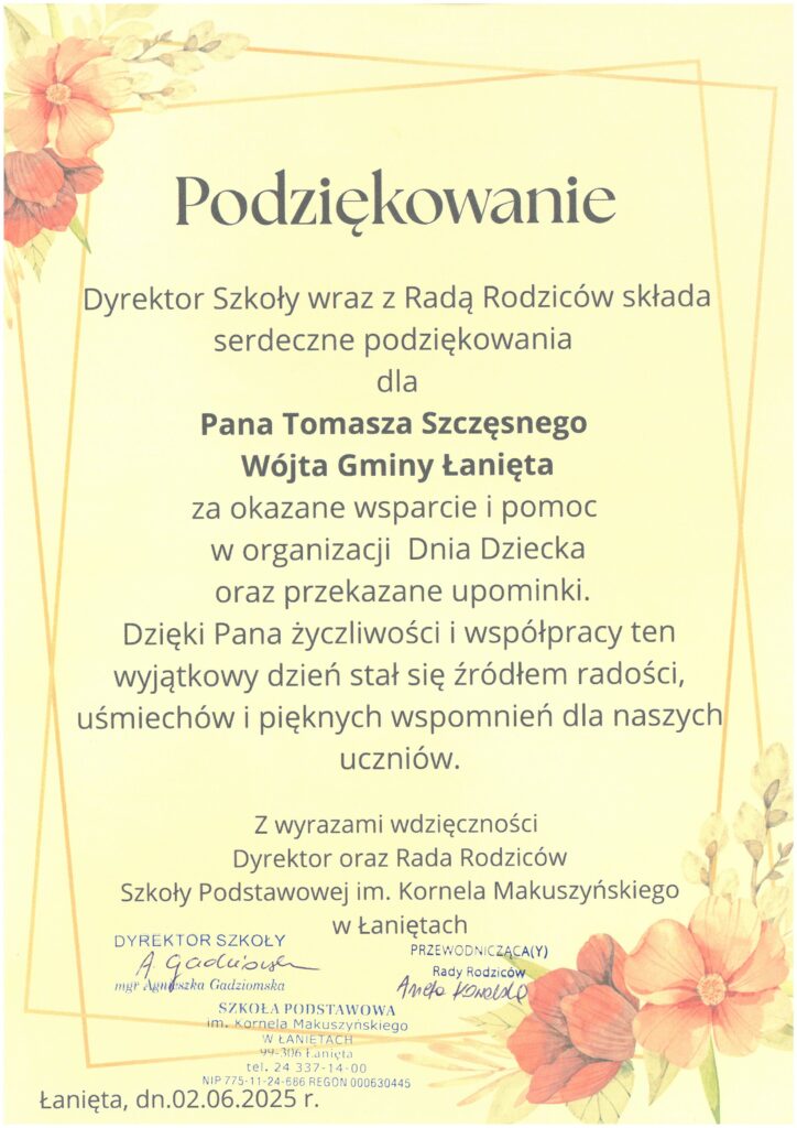 Dzień Dziecka w Szkole Podstawowej im. Kornela Makuszyńskiego w Łaniętach