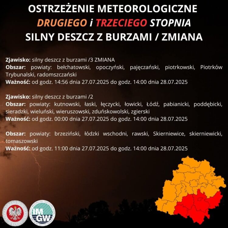 Aktualizacja! UWAGA! Silny deszcz z burzami