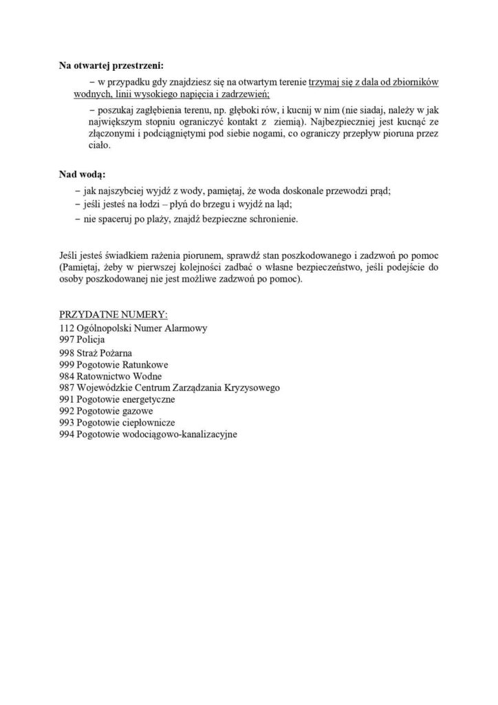 Zalecenia dla ludności w związku z wystąpieniem niebezpiecznych zjawisk pogodowych – silny deszcz z burzami 