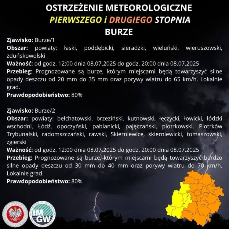 Uwaga! Burze! Intensywne opady deszczu!