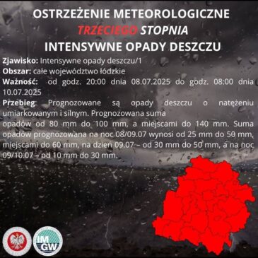 Uwaga! Burze! Intensywne opady deszczu!
