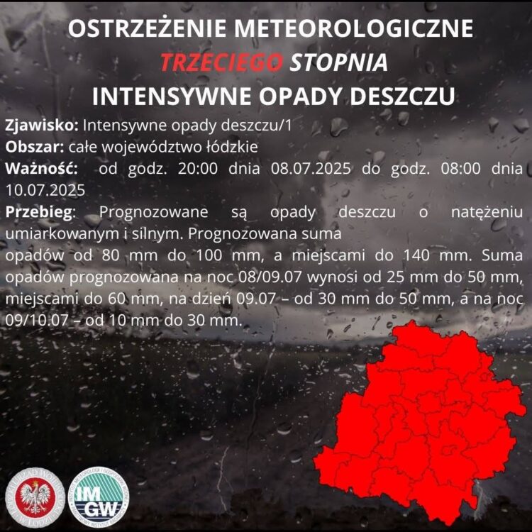 Uwaga! Burze! Intensywne opady deszczu!