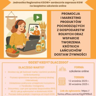 Bezpłatne szkolenie online dla Kół Gospodyń Wiejskich z terenu naszego województwa.