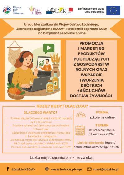 bezpłatne szkolenie online dla Kół Gospodyń Wiejskich z terenu naszego województwa.