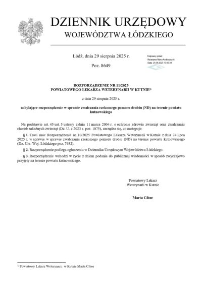 KOMUNIKAT DLA MIESZKAŃCÓW GMINY ŁANIĘTA
