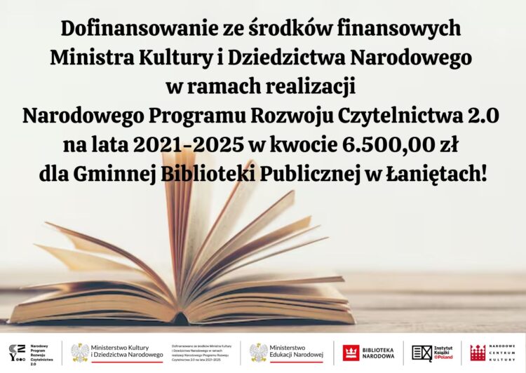 Dofinansowanie dla Gminnej Biblioteki Publicznej w Łaniętach!