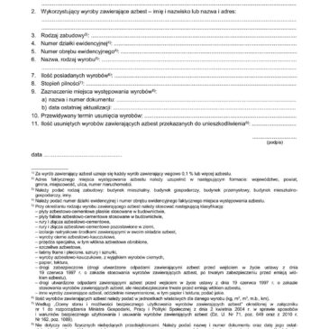 Informacja o wyrobach zawierających azbest