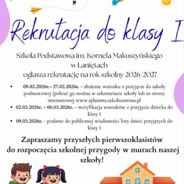 Rekrutacja do klasy pierwszej na rok szkolny 2026/2027