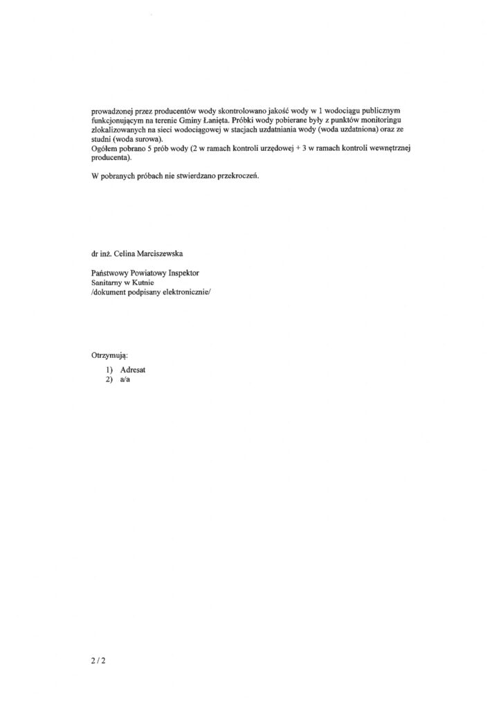 Okresowa ocena jakości wody II pół. 2025