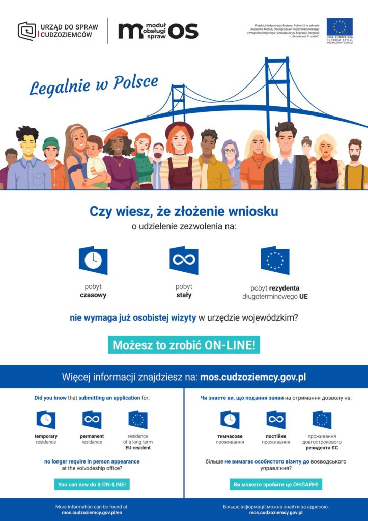 Nowa wersja portalu MOS - elektroniczne składnie wniosków o udzielenie zezwolenia na pobyt czasowy, pobyt stały i pobyt rezydenta długoterminowego UE.
