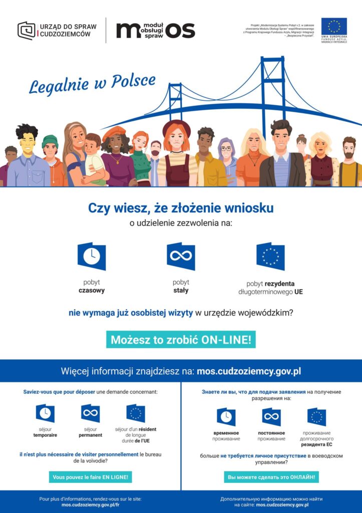 Nowa wersja portalu MOS - elektroniczne składnie wniosków o udzielenie zezwolenia na pobyt czasowy, pobyt stały i pobyt rezydenta długoterminowego UE.
