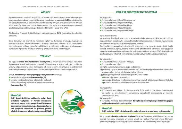 Ważna informacja dla branży rolno-spożywczej