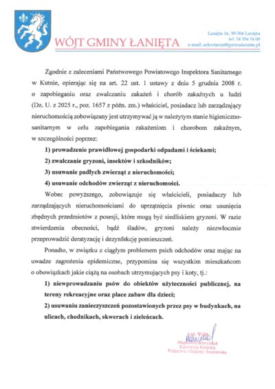 Zalecenia Państwowego Powiatowego Inspektora Sanitarnego w Kutnie dot. utrzymywania nieruchomości w należytym stanie higieniczno-sanitarnym