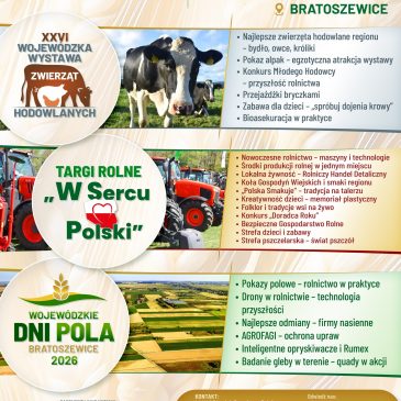 Łódzki Ośrodek Doradztwa Rolniczego w Bratoszewicach zaprasza na wydarzenia targowo-wystawiennicze