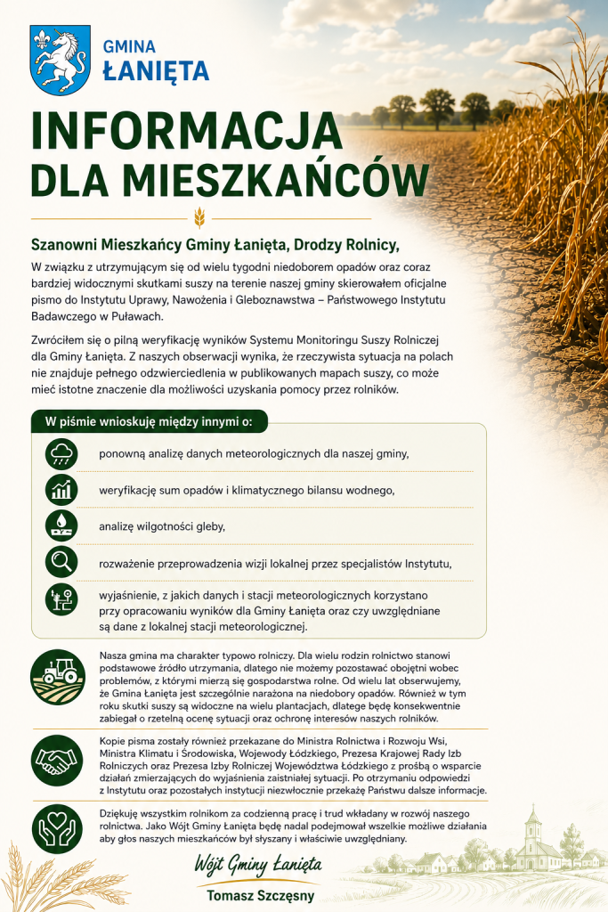 INFORMACJA DLA MIESZKAŃCÓW