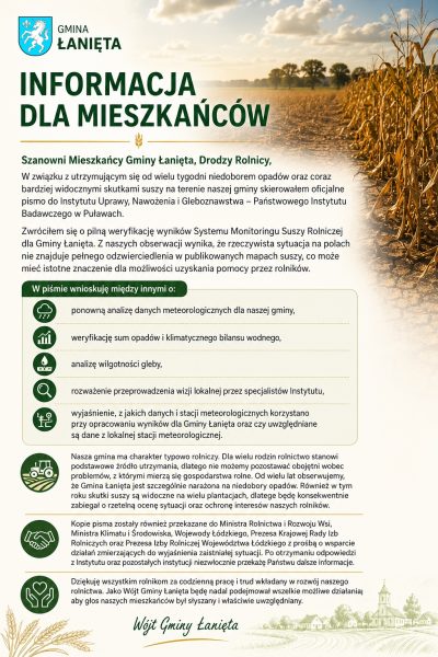 INFORMACJA DLA MIESZKAŃCÓW